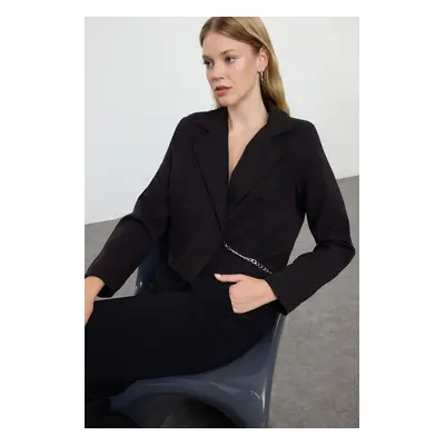 Trendyol Black Chain Accessory Woven Blazer Jacket