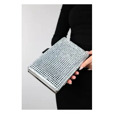 LuviShoes GOMEDA Silver Square Stone Women's Evening Dress Bag