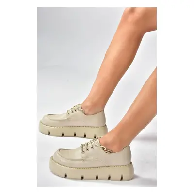 Fox Shoes Beige Thick Soled Women's Casual Shoes