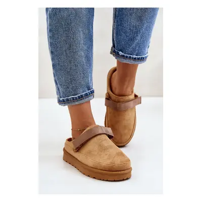 Women's Insulated Slippers with Fur Platform Camel Azida