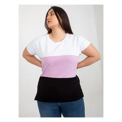 White and purple blouse plus size without fastening