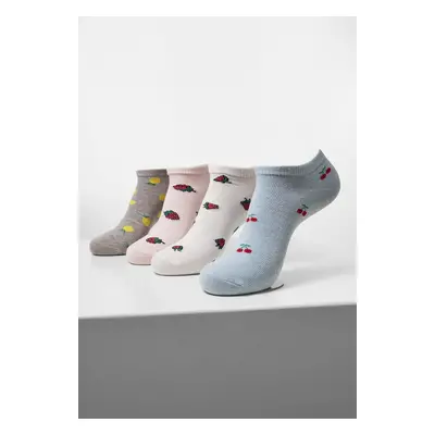 Fruit Invisible Socks Made of Recycled Yarn Pack Grey+Cream+Light Blue+Pink