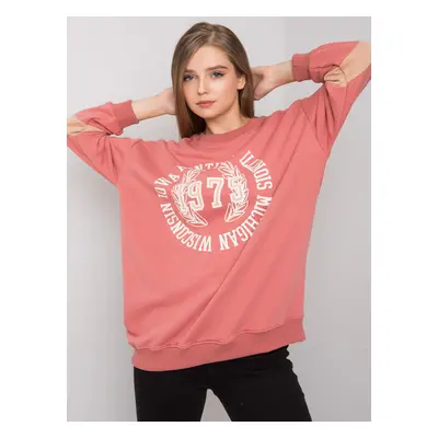 Dusty pink oversized cotton sweatshirt with print