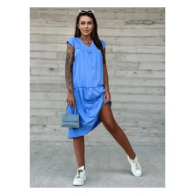 Blue cotton dress with frills MAYFLIES