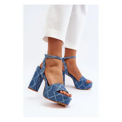 Blue Acrana High Heeled Denim Sandals