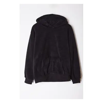 Trendyol Black Oversize/Wide Cut Basic Plush Sweatshirt