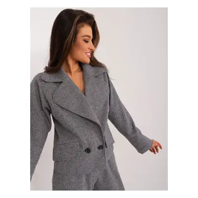 Black and gray women's jacket with herringbone