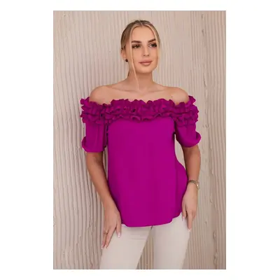 Spanish blouse with a small ruffle of dark purple color