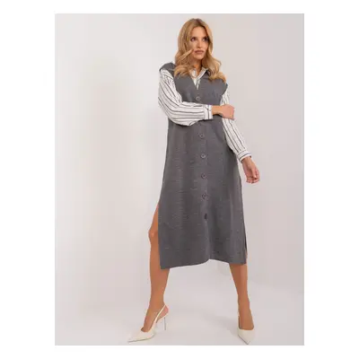 Dark grey knit dress with button fasteners