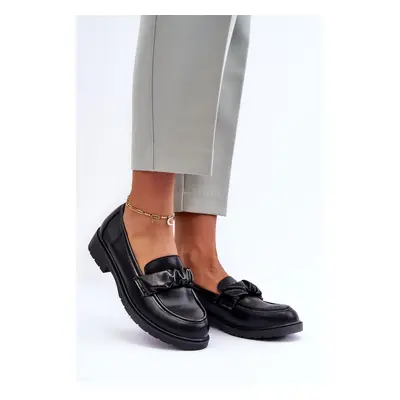 Leather loafers Flat heeled shoes black SBarski