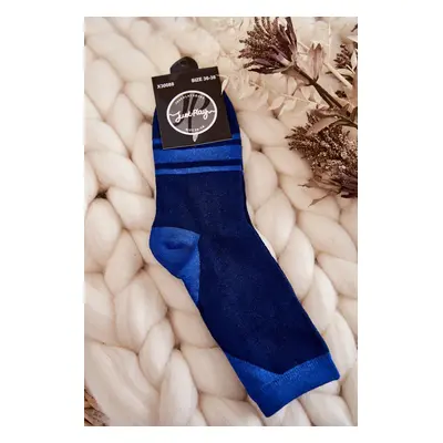 Women's two-tone striped socks Navy blue and blue