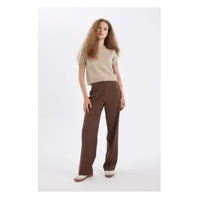 DEFACTO Wide Leg Wide Leg High Waist Basic Plain Standard Length Trousers