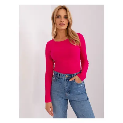 Fuchsia women's basic blouse with long sleeves