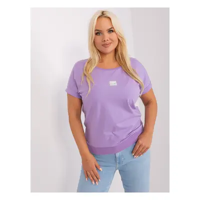 Purple plus size blouse with rhinestones