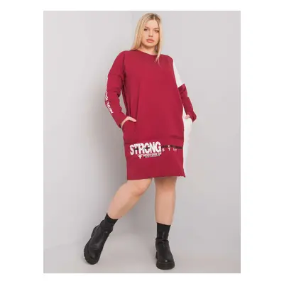 Burgundy tunic plus sizes with long sleeves