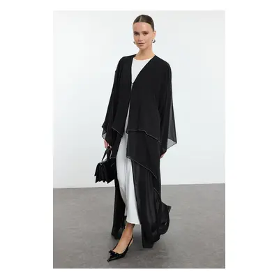 Trendyol Black Skirt Layered Stone Detailed Woven Cape & Abaya & Abaya