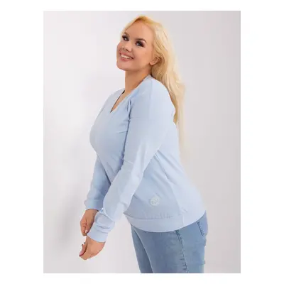 Light blue plus size blouse with neckline