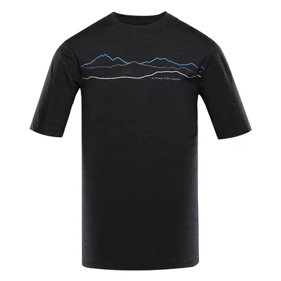 Men's T-shirt made of merino wool ALPINE PRO WOOLEN black