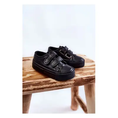 Children's leather sneakers with dry zip BIG STAR KK374090 Black