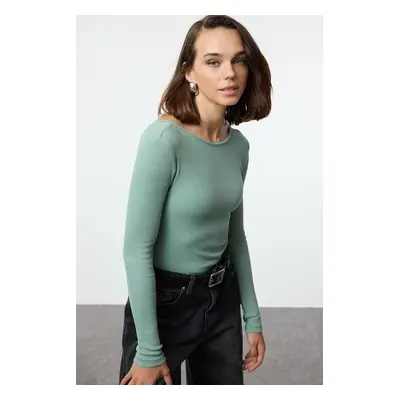 Trendyol Mint Backless Fitted Flexible Knitted Blouse