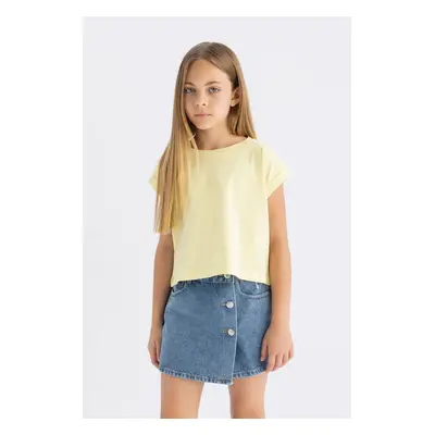 DEFACTO Girl Boxy Fit Crew Neck Basic Plain Short Sleeve T-Shirt