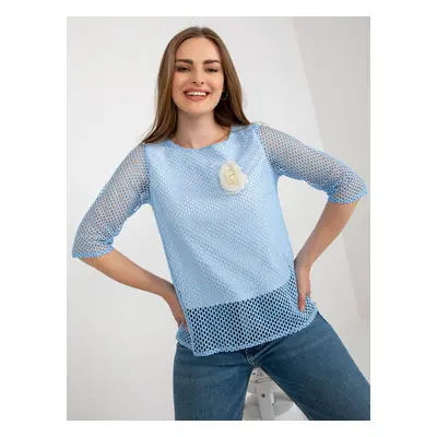 Light blue formal blouse with 3/4 sleeves