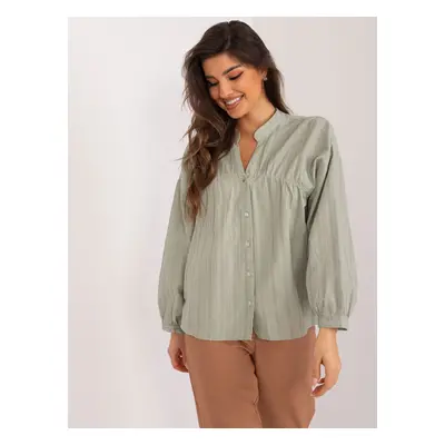 Khaki cotton oversize shirt with button fastening