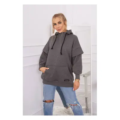 Insulated turtleneck hoodie made of graphite