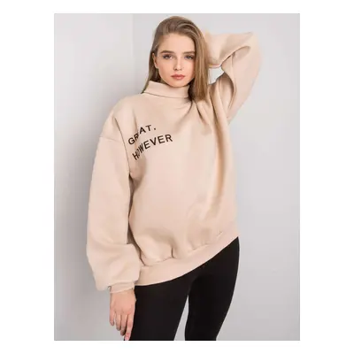 Beige insulated turtleneck sweatshirt