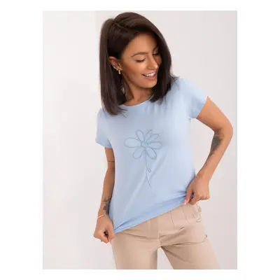 Light blue blouse with BASIC FEEL GOOD appliqué