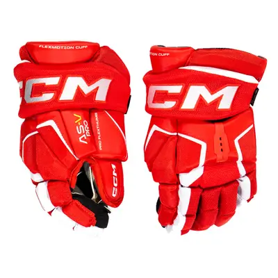 CCM Tacks AS-V PRO red/white Junior hockey gloves inches