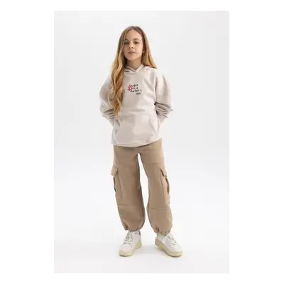 DEFACTO Girls Cargo Pocket Elastic Waist and Leg Thick Jogger Sweatpants