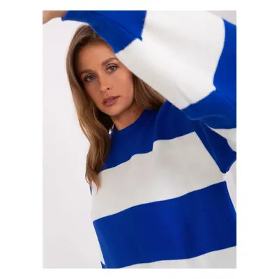 Long striped oversize sweater made of cobalt-ec