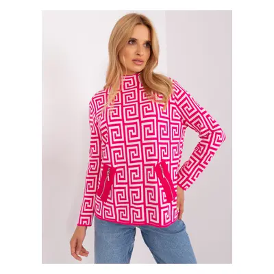 Fuchsia and white turtleneck with patterns