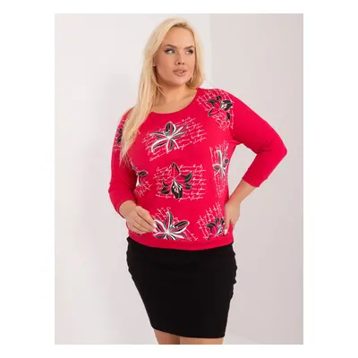 Women's red plus-size blouse with print