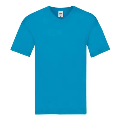 Blue Men's T-shirt Original V-neck Fruit of the Loom