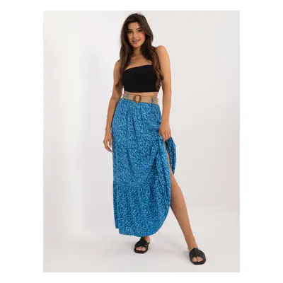 Blue summer skirt with knitted belt