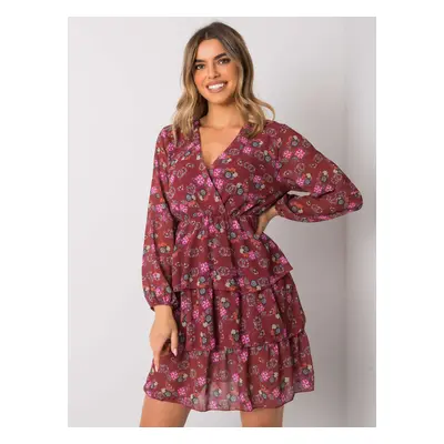 RUE PARIS Lady's chestnut dress with prints