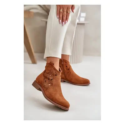 Women's lace boots with zipper Camel S.Barski