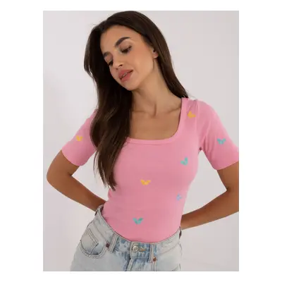 Pink fitted women's blouse