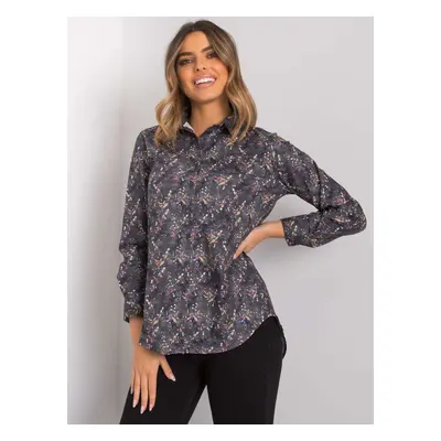 RUE PARIS Dark grey patterned shirt