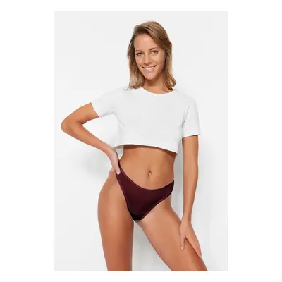 Trendyol Burgundy-Multicolor Pack Cotton Thong Knitted Panties