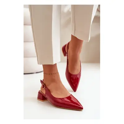 Patent leather ballerinas with low heels with pointed noses burgundy Anarinne