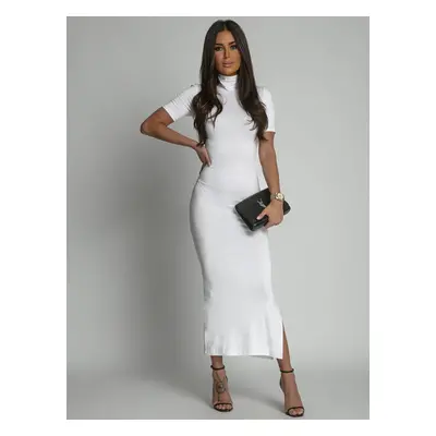 Midi pencil dress with white turtleneck