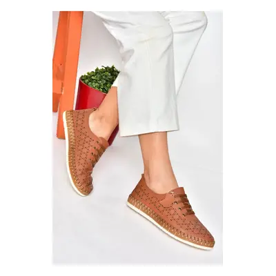 Fox Shoes P555004703 Tan Laced Genuine Leather Women's Shoe