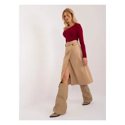 Camel wrap cargo skirt with belt