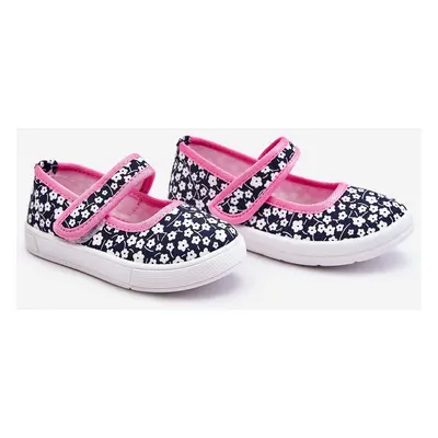 Children's ballerinas with Velcro in navy blue and pink Selah