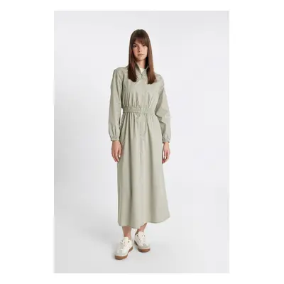 DEFACTO Regular Fit Zipper Collar Long Sleeve Poplin Maxi Dress