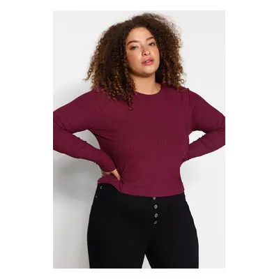 Trendyol Curve Claret Red Bodycone Corded Knitted Blouse