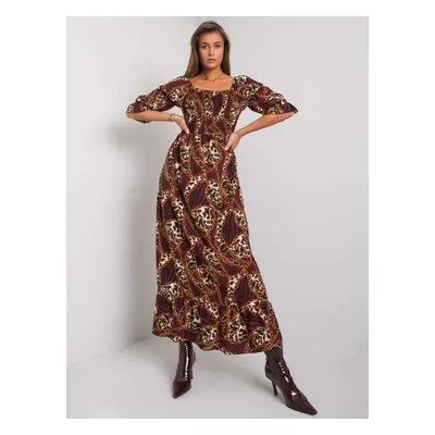 Maroon long dress with patterns